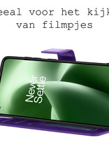 BASEY. Hoes Geschikt voor OnePlus Nord 2T Hoesje Bookcase Hoes Flip Case Book Cover Met Screenprotector - Hoesje Geschikt voor OnePlus Nord 2T Hoes Book Case Hoesje - Paars