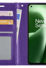 BASEY. Hoes Geschikt voor OnePlus Nord 2T Hoesje Bookcase Hoes Flip Case Book Cover Met Screenprotector - Hoesje Geschikt voor OnePlus Nord 2T Hoes Book Case Hoesje - Paars