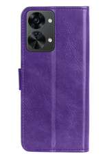 BASEY. Hoes Geschikt voor OnePlus Nord 2T Hoesje Bookcase Hoes Flip Case Book Cover Met Screenprotector - Hoesje Geschikt voor OnePlus Nord 2T Hoes Book Case Hoesje - Paars