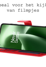 BASEY. Hoes Geschikt voor OnePlus Nord 2T Hoesje Bookcase Hoes Flip Case Book Cover Met Screenprotector - Hoesje Geschikt voor OnePlus Nord 2T Hoes Book Case Hoesje - Rood