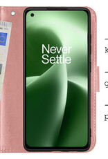 BASEY. Hoes Geschikt voor OnePlus Nord 2T Hoesje Bookcase Hoes Flip Case Book Cover Met Screenprotector - Hoesje Geschikt voor OnePlus Nord 2T Hoes Book Case Hoesje - Rosé goud