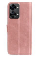 BASEY. Hoes Geschikt voor OnePlus Nord 2T Hoesje Bookcase Hoes Flip Case Book Cover Met Screenprotector - Hoesje Geschikt voor OnePlus Nord 2T Hoes Book Case Hoesje - Rosé goud