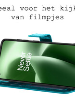 BASEY. Hoes Geschikt voor OnePlus Nord 2T Hoesje Bookcase Hoes Flip Case Book Cover Met Screenprotector - Hoesje Geschikt voor OnePlus Nord 2T Hoes Book Case Hoesje - Turquoise