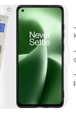 BASEY. Hoes Geschikt voor OnePlus Nord 2T Hoesje Bookcase Hoes Flip Case Book Cover Met Screenprotector - Hoesje Geschikt voor OnePlus Nord 2T Hoes Book Case Hoesje - Wit