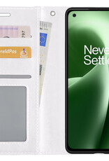 BASEY. Hoes Geschikt voor OnePlus Nord 2T Hoesje Bookcase Hoes Flip Case Book Cover Met Screenprotector - Hoesje Geschikt voor OnePlus Nord 2T Hoes Book Case Hoesje - Wit