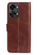 BASEY. Hoes Geschikt voor OnePlus Nord 2T Hoesje Bookcase Hoes Flip Case Book Cover Met 2x Screenprotector - Hoesje Geschikt voor OnePlus Nord 2T Hoes Book Case Hoesje - Bruin