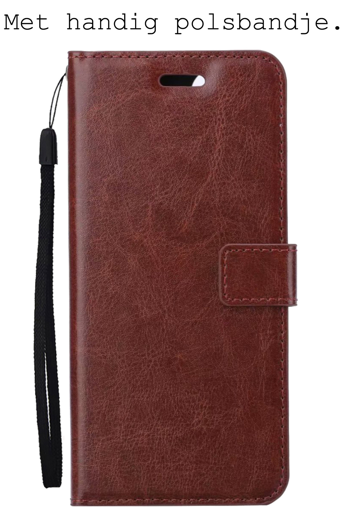 BASEY. Hoes Geschikt voor OnePlus Nord 2T Hoesje Bookcase Hoes Flip Case Book Cover Met 2x Screenprotector - Hoesje Geschikt voor OnePlus Nord 2T Hoes Book Case Hoesje - Bruin
