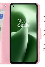 BASEY. Hoes Geschikt voor OnePlus Nord 2T Hoesje Bookcase Hoes Flip Case Book Cover Met 2x Screenprotector - Hoesje Geschikt voor OnePlus Nord 2T Hoes Book Case Hoesje - Lichtroze