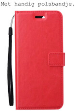 BASEY. Hoes Geschikt voor OnePlus Nord 2T Hoesje Bookcase Hoes Flip Case Book Cover Met 2x Screenprotector - Hoesje Geschikt voor OnePlus Nord 2T Hoes Book Case Hoesje - Rood