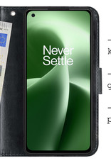 BASEY. Hoes Geschikt voor OnePlus Nord 2T Hoesje Bookcase Hoes Flip Case Book Cover Met 2x Screenprotector - Hoesje Geschikt voor OnePlus Nord 2T Hoes Book Case Hoesje - Zwart