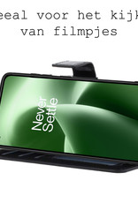 BASEY. Hoes Geschikt voor OnePlus Nord 2T Hoesje Bookcase Hoes Flip Case Book Cover Met 2x Screenprotector - Hoesje Geschikt voor OnePlus Nord 2T Hoes Book Case Hoesje - Zwart