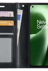 BASEY. Hoes Geschikt voor OnePlus Nord 2T Hoesje Bookcase Hoes Flip Case Book Cover Met 2x Screenprotector - Hoesje Geschikt voor OnePlus Nord 2T Hoes Book Case Hoesje - Zwart