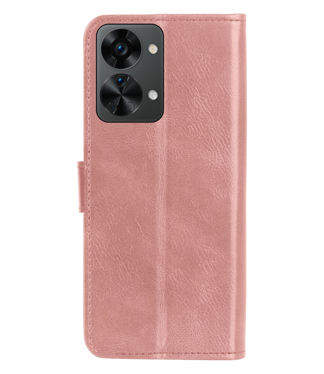 NoXx Hoes Geschikt voor OnePlus Nord 2T Hoesje Book Case Hoes Flip Cover Wallet Bookcase Met Screenprotector - Rosé goud