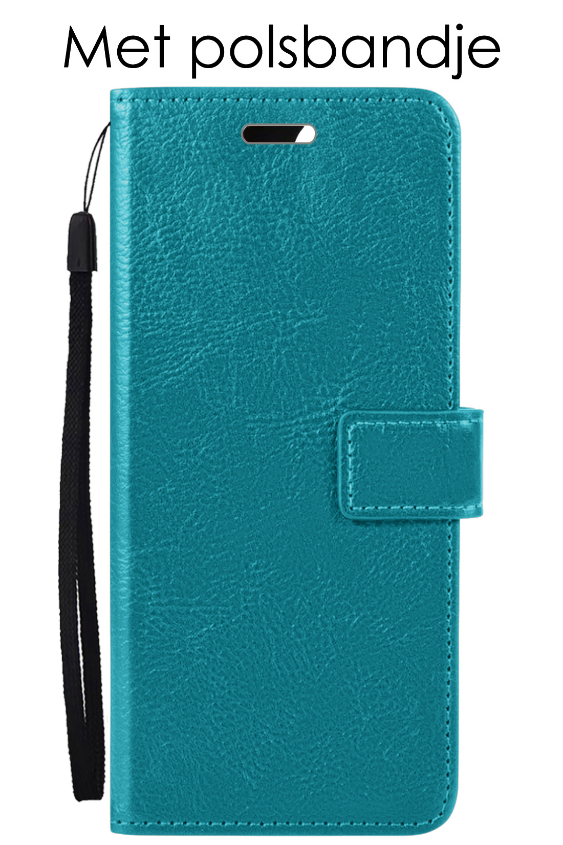 OnePlus Nord 2T Hoesje Book Case Hoes Flip Cover Bookcase Met Screenprotector - Turquoise