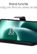 NoXx Hoes Geschikt voor OnePlus Nord 2T Hoesje Book Case Hoes Flip Cover Wallet Bookcase Met Screenprotector - Zwart
