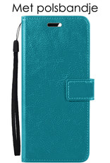 OnePlus Nord 2T Hoesje Book Case Hoes Flip Cover Bookcase 2x Met Screenprotector - Turquoise