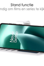 NoXx Hoes Geschikt voor OnePlus Nord 2T Hoesje Book Case Hoes Flip Cover Wallet Bookcase Met 2x Screenprotector - Wit