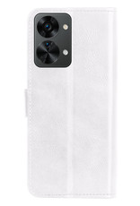 Hoes Geschikt voor OnePlus Nord 2T Hoesje Book Case Hoes Flip Cover Wallet Bookcase Met 2x Screenprotector - Wit