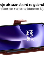 Nomfy Hoesje Geschikt voor OnePlus Nord 2T Hoes Bookcase Flipcase Book Cover Met Screenprotector - Hoes Geschikt voor OnePlus Nord 2T Hoesje Book Case - Bruin