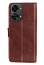 Nomfy Hoesje Geschikt voor OnePlus Nord 2T Hoes Bookcase Flipcase Book Cover Met Screenprotector - Hoes Geschikt voor OnePlus Nord 2T Hoesje Book Case - Bruin