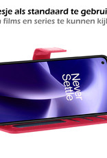 Nomfy Hoesje Geschikt voor OnePlus Nord 2T Hoes Bookcase Flipcase Book Cover Met Screenprotector - Hoes Geschikt voor OnePlus Nord 2T Hoesje Book Case - Donkerroze