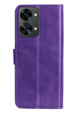 Nomfy Hoesje Geschikt voor OnePlus Nord 2T Hoes Bookcase Flipcase Book Cover Met Screenprotector - Hoes Geschikt voor OnePlus Nord 2T Hoesje Book Case - Paars