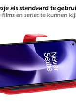 Nomfy Hoesje Geschikt voor OnePlus Nord 2T Hoes Bookcase Flipcase Book Cover Met Screenprotector - Hoes Geschikt voor OnePlus Nord 2T Hoesje Book Case - Rood