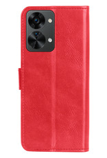 Nomfy Hoesje Geschikt voor OnePlus Nord 2T Hoes Bookcase Flipcase Book Cover Met Screenprotector - Hoes Geschikt voor OnePlus Nord 2T Hoesje Book Case - Rood