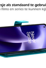 Nomfy Hoesje Geschikt voor OnePlus Nord 2T Hoes Bookcase Flipcase Book Cover Met Screenprotector - Hoes Geschikt voor OnePlus Nord 2T Hoesje Book Case - Turquoise