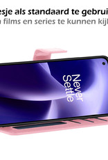 Nomfy Hoesje Geschikt voor OnePlus Nord 2T Hoes Bookcase Flipcase Book Cover Met 2x Screenprotector - Hoes Geschikt voor OnePlus Nord 2T Hoesje Book Case - Lichtroze