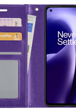 Nomfy Hoesje Geschikt voor OnePlus Nord 2T Hoes Bookcase Flipcase Book Cover Met 2x Screenprotector - Hoes Geschikt voor OnePlus Nord 2T Hoesje Book Case - Paars