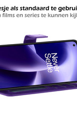 Nomfy Hoesje Geschikt voor OnePlus Nord 2T Hoes Bookcase Flipcase Book Cover Met 2x Screenprotector - Hoes Geschikt voor OnePlus Nord 2T Hoesje Book Case - Paars