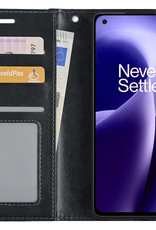 Nomfy Hoesje Geschikt voor OnePlus Nord 2T Hoes Bookcase Flipcase Book Cover Met 2x Screenprotector - Hoes Geschikt voor OnePlus Nord 2T Hoesje Book Case - Zwart