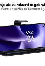 Nomfy Hoesje Geschikt voor OnePlus Nord 2T Hoes Bookcase Flipcase Book Cover Met 2x Screenprotector - Hoes Geschikt voor OnePlus Nord 2T Hoesje Book Case - Zwart