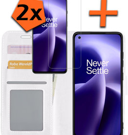 Nomfy OnePlus Nord 2T Hoesje Bookcase Wit Met 2x Screenprotector