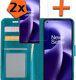 Nomfy Nomfy OnePlus Nord 2T Hoesje Bookcase Turquoise Met 2x Screenprotector