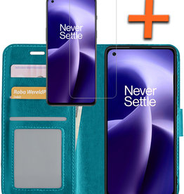 Nomfy OnePlus Nord 2T Hoesje Bookcase Turquoise Met Screenprotector