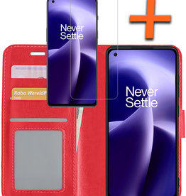 Nomfy Nomfy OnePlus Nord 2T Hoesje Bookcase Rood Met Screenprotector