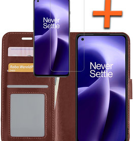 Nomfy Nomfy OnePlus Nord 2T Hoesje Bookcase Bruin Met Screenprotector