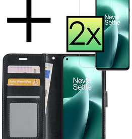 NoXx NoXx OnePlus Nord 2T Hoesje Bookcase Zwart Met 2x Screenprotector