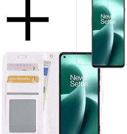 NoXx OnePlus Nord 2T Hoesje Bookcase Wit Met Screenprotector