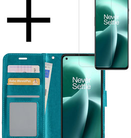 NoXx OnePlus Nord 2T Hoesje Bookcase Turquoise Met Screenprotector