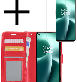 NoXx OnePlus Nord 2T Hoesje Bookcase Rood Met Screenprotector