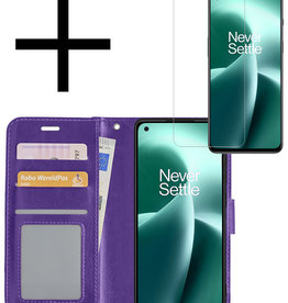 NoXx OnePlus Nord 2T Hoesje Bookcase Paars Met Screenprotector