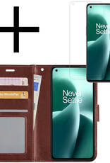 NoXx Hoes Geschikt voor OnePlus Nord 2T Hoesje Book Case Hoes Flip Cover Wallet Bookcase Met Screenprotector - Bruin