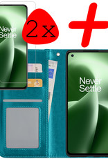 BASEY. Hoes Geschikt voor OnePlus Nord 2T Hoesje Bookcase Hoes Flip Case Book Cover Met 2x Screenprotector - Hoesje Geschikt voor OnePlus Nord 2T Hoes Book Case Hoesje - Turquoise