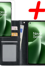 BASEY. Hoes Geschikt voor OnePlus Nord 2T Hoesje Bookcase Hoes Flip Case Book Cover Met Screenprotector - Hoesje Geschikt voor OnePlus Nord 2T Hoes Book Case Hoesje - Zwart