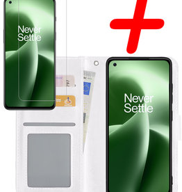 BASEY. BASEY. OnePlus Nord 2T Hoesje Bookcase Wit Met Screenprotector