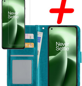 BASEY. BASEY. OnePlus Nord 2T Hoesje Bookcase Turquoise Met Screenprotector