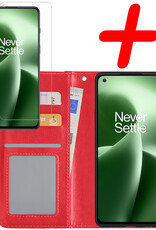 BASEY. Hoes Geschikt voor OnePlus Nord 2T Hoesje Bookcase Hoes Flip Case Book Cover Met Screenprotector - Hoesje Geschikt voor OnePlus Nord 2T Hoes Book Case Hoesje - Rood